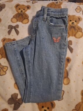 Old Navy Light Blue Kids Jeans with Pink Butterfly Embroidery